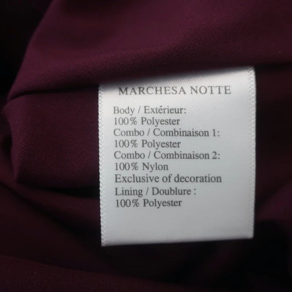 Marchesa Notte Ombre Glitter Tulle Dress Wine Size 12 Sleeveless V-Neck - Picture 7 of 8